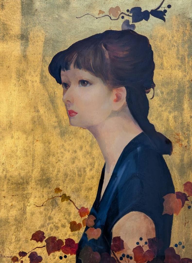 【真作】絵画　土野秀信　油彩6号　怜　現代美人画　箱・黄袋入　X153