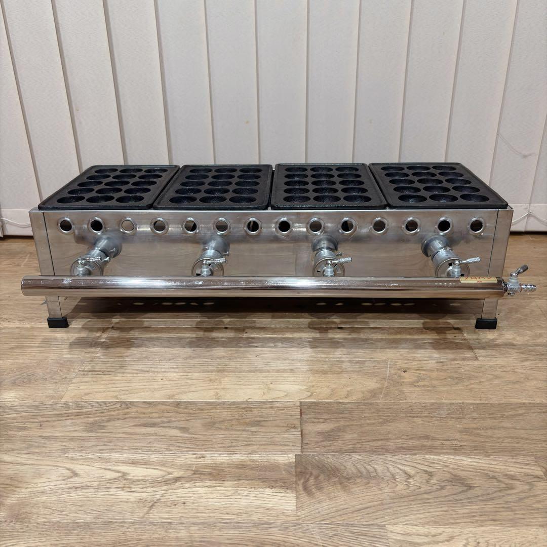 ①【良品】 IKK 業務用 たこ焼き器 154S プロパン 15穴×4連 鉄鋳物