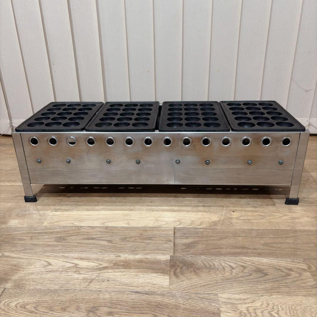 ①【良品】 IKK 業務用 たこ焼き器 154S プロパン 15穴×4連 鉄鋳物