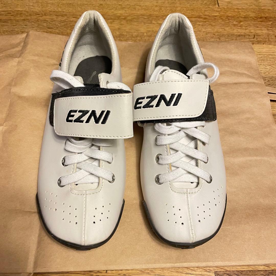 EZNI 自転車シューズ ホワイト ベルクロ　25.5 ハンドメイド　美品　競輪