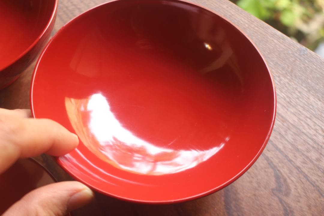 デッドストック！上質朱漆に極上沈黒桜文の映えるお椀2点（検輪島塗懐石椀雑煮椀