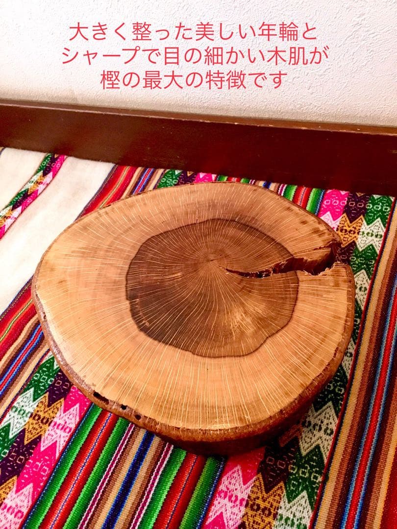 天然樫の木で作成【森を感じられる美しい切り株台】ちゃぶ台/インテリア台/薪割り台