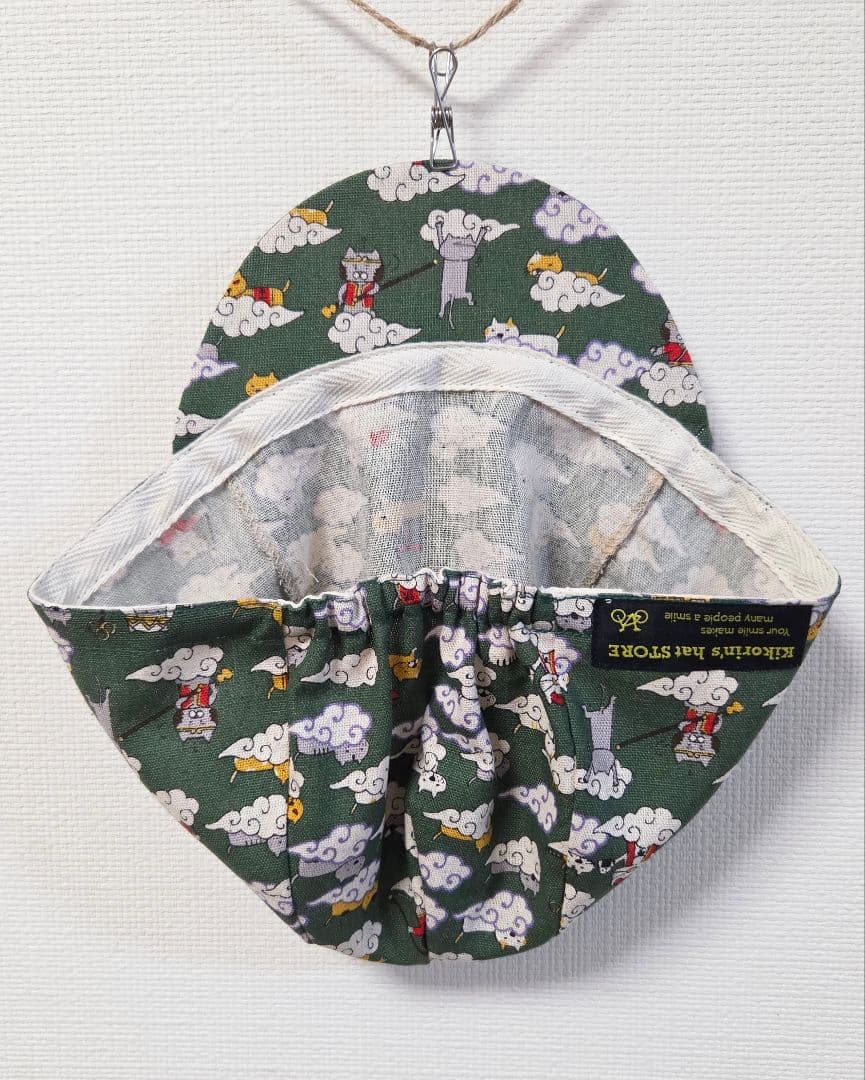 ★サイクルキャップ★【No.95】筋斗雲にゃんこ猫遊記(グリーン)