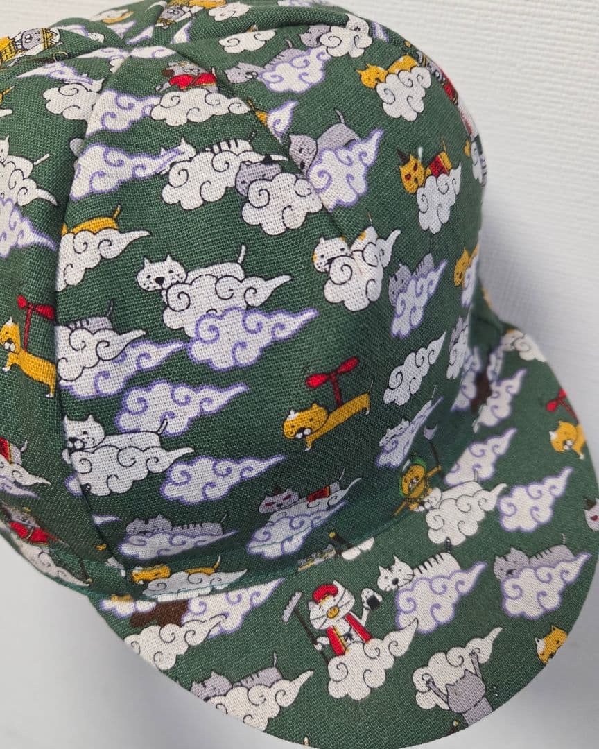 ★サイクルキャップ★【No.95】筋斗雲にゃんこ猫遊記(グリーン)