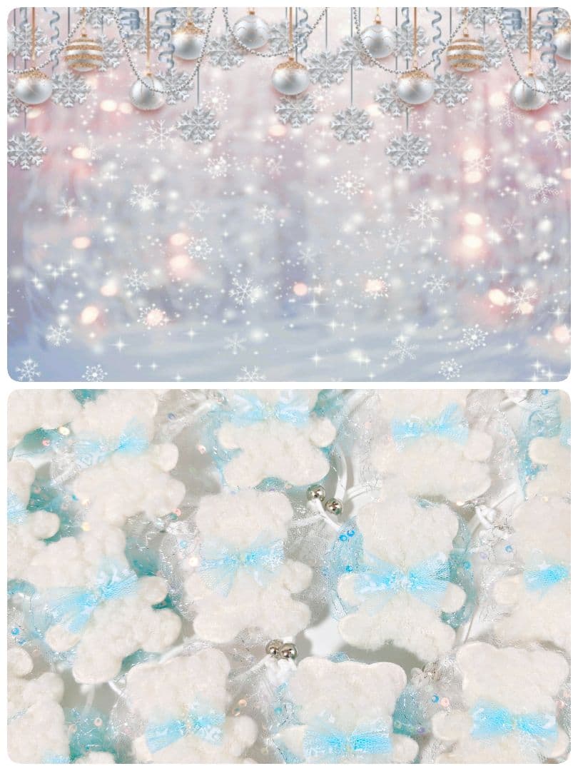 業務用トリミングチョーカー65個+背景布　1月　白くまちゃん　雪の結晶　白熊