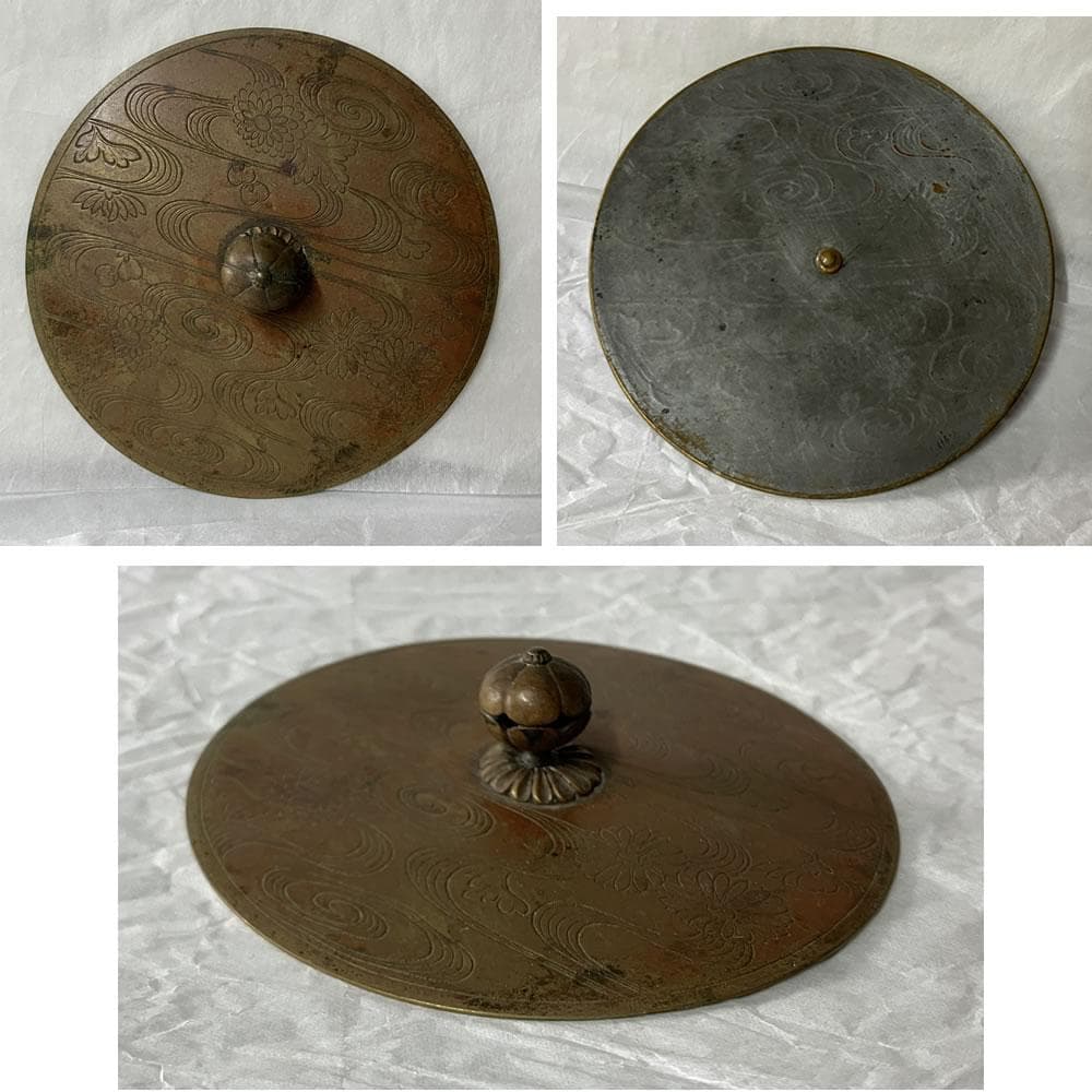 w169 銅製 銚子 菊水文 七宝繋ぎ 七宝文 流水文 菊水彫 菊細工 細密細工