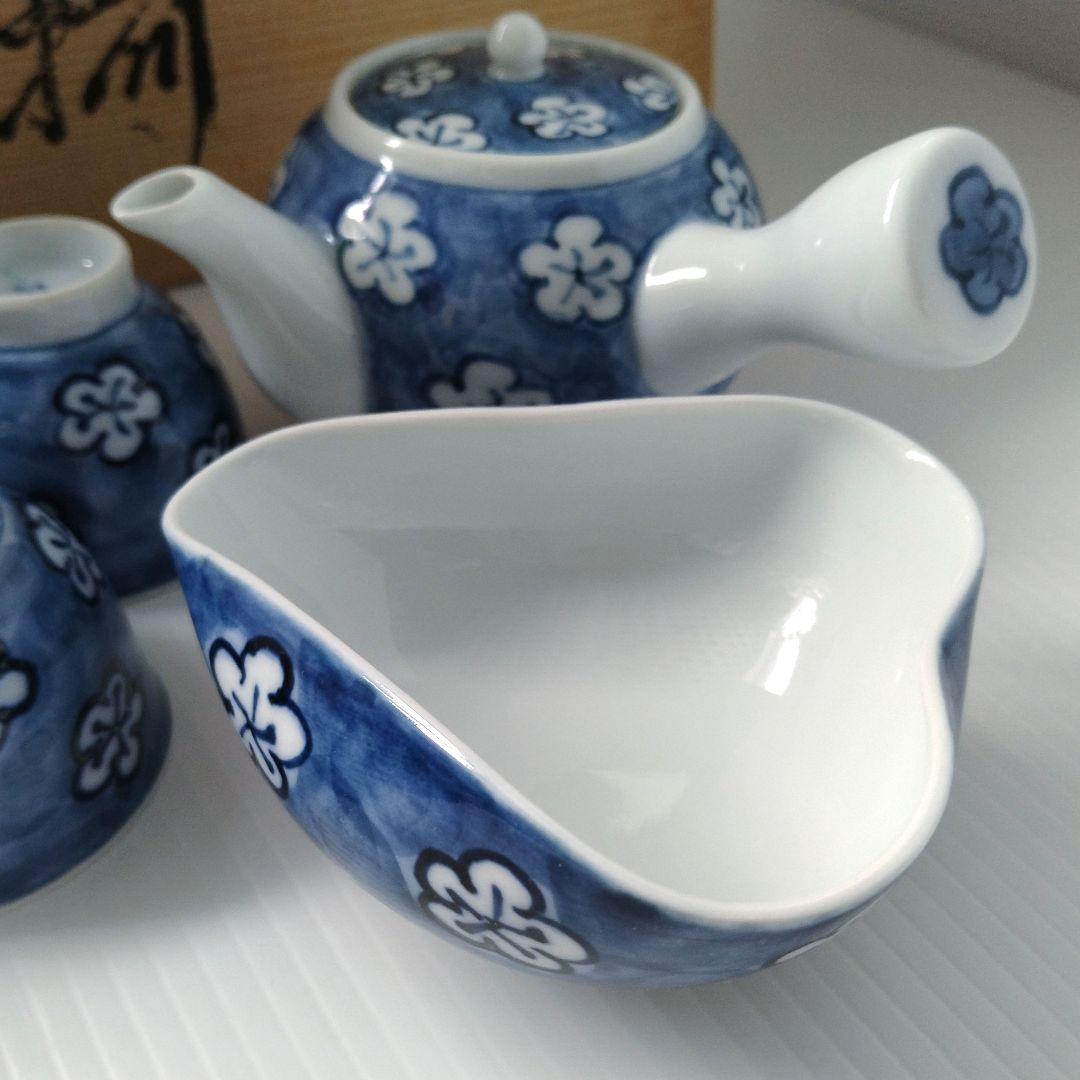有田焼 古伊万里 染付 古染風梅紋 濃梅 茶器揃 茶器 急須 湯冷まし 湯呑み