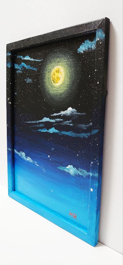 油絵 絵画【満月の夜空】