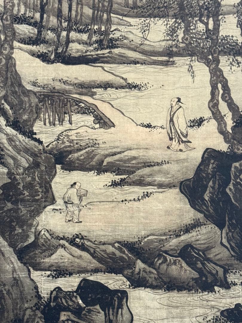 中国　明時代　唐寅　歩渓圖　絹本　原色複製　◇検故宮博物館◇ 一鼎軒0926