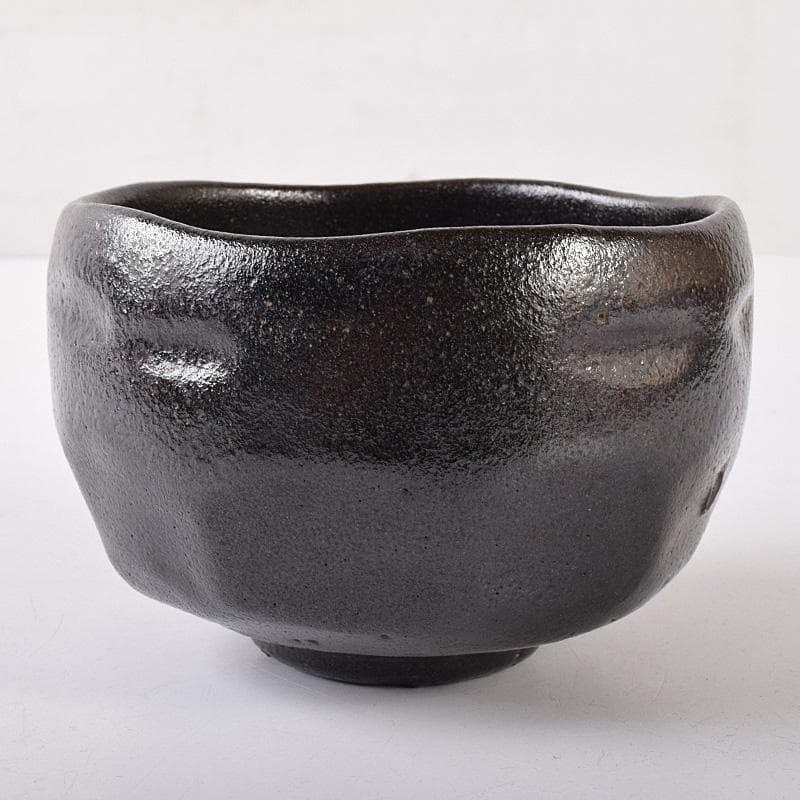 茶道具　楽吉左衛門　九代了入作　黒楽箆目茶碗　共箱　M　R8077