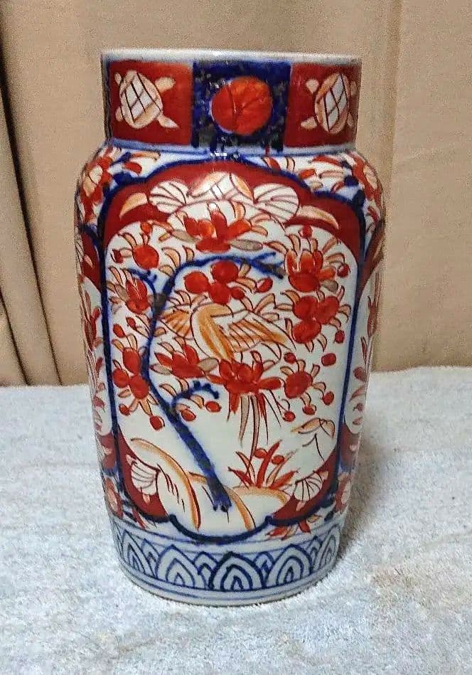 古伊万里赤絵花生 骨董