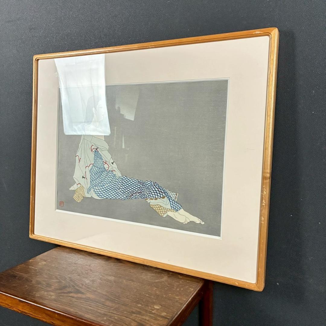 【最終値下げ】加山又造「網」オリジナル木版画 サイン・証明シール有 アダチ版画