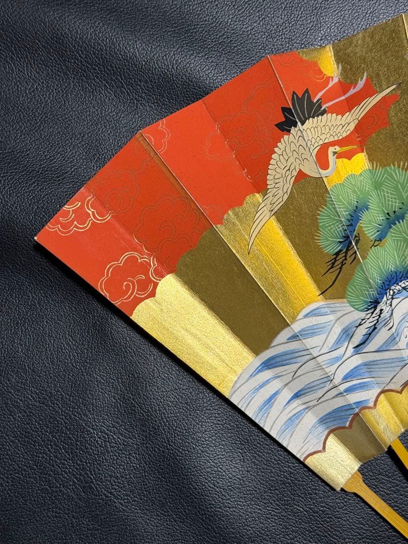 扇子　33cm 十松屋福井扇舗　翁扇　蓬莱山図　桐箱　仕舞扇　能楽　舞踊　着物