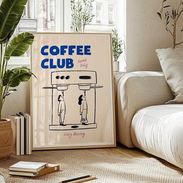 ミッドセンチュリー キャンバスポスター Coffeeレトロアート A3サイズ