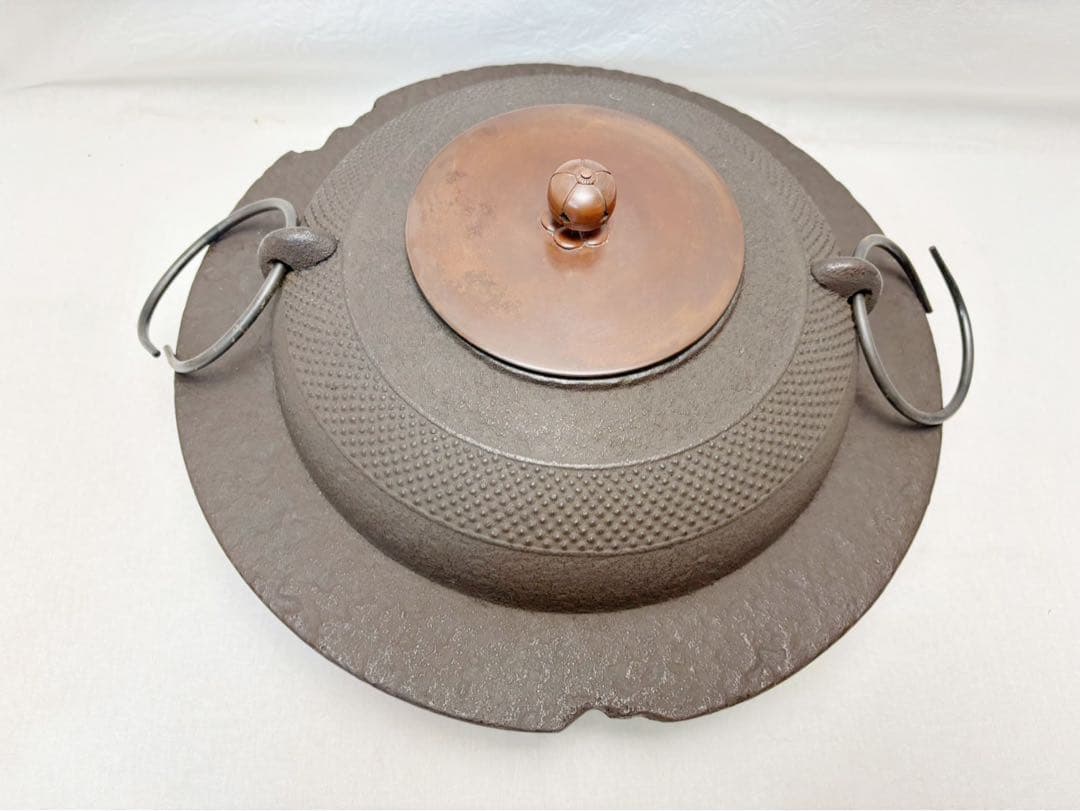 ほぼ未使用 茶道具 金谷浄雲造 透木釜 带霰 釜印 釜鐶 透木板付 元箱