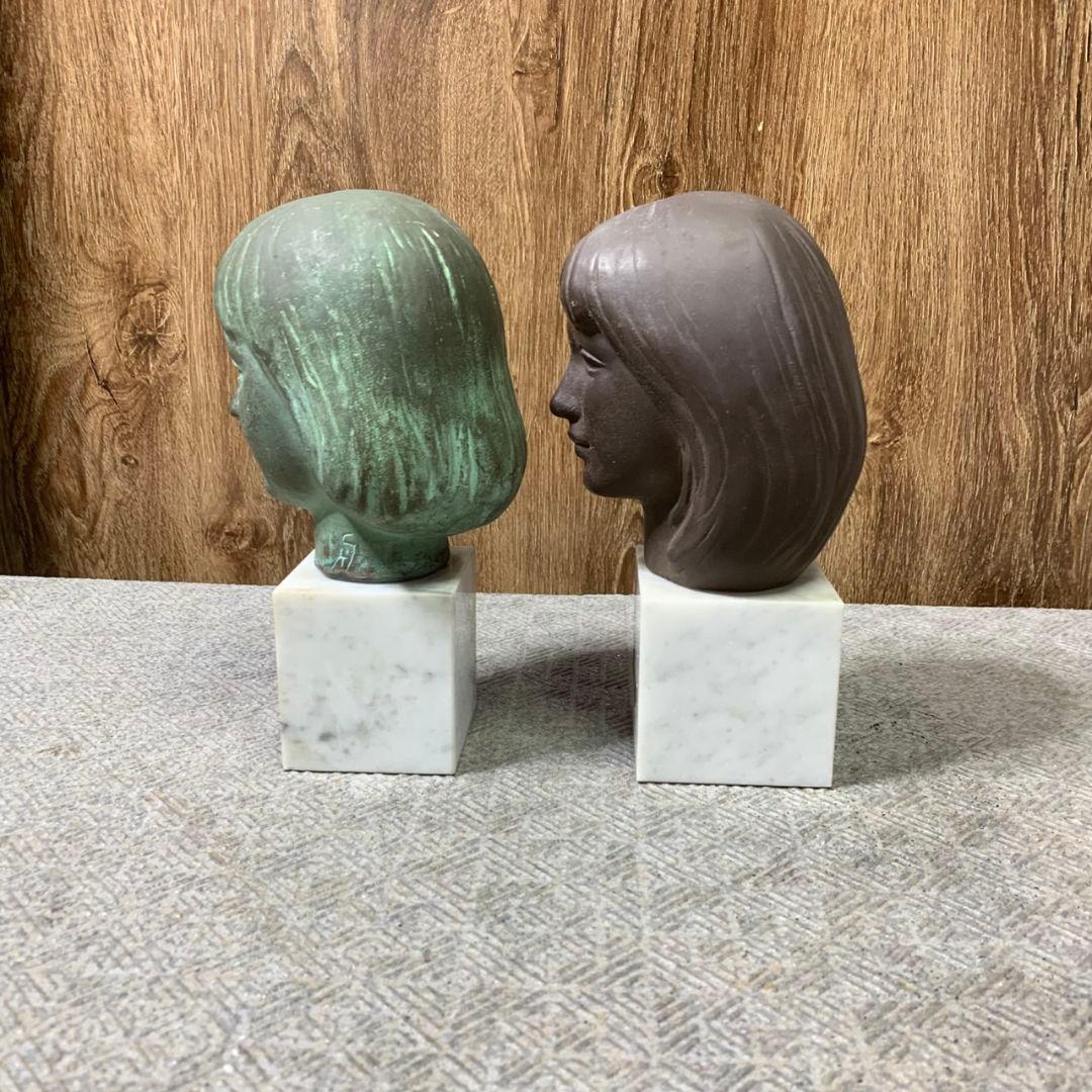 J628 舟越保武 ブロンズ像 「少女アンナ」「K嬢」　2体セット 彫刻