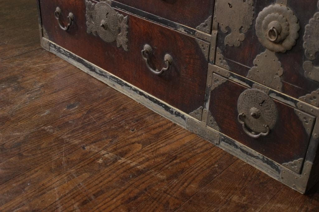 仙台箪笥 時代箪笥 欅 菊唐草 木瓜 金具 古家具 和箪笥 古道具 古民家 店舗