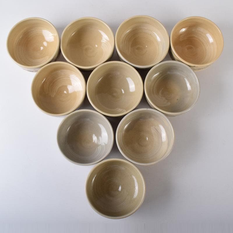 茶道具　阿漕焼　鶴松図　数茶碗　十客　共箱　V　7790A