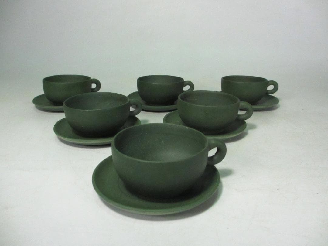 急須　宝瓶　中国宜興　紫砂壷　朱泥　民国緑「紫雲館製」計１３点　未使用　煎茶道具