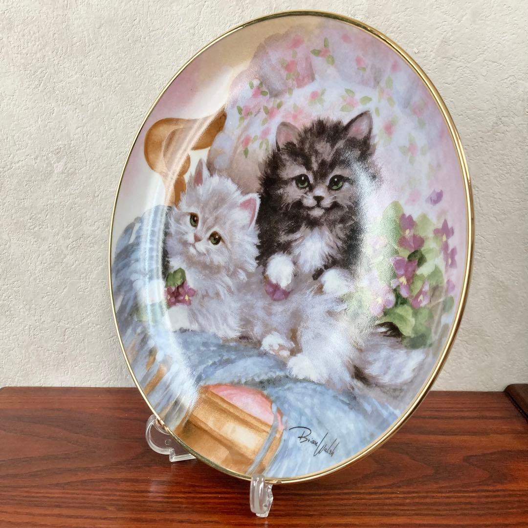 猫　プレート　皿　装飾　ヴィンテージ