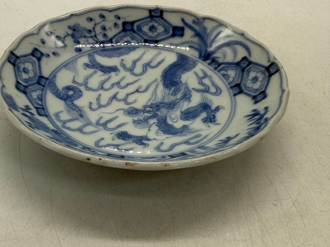 染付　龍紋小皿4点　梅蘭竹菊　送料込み260118