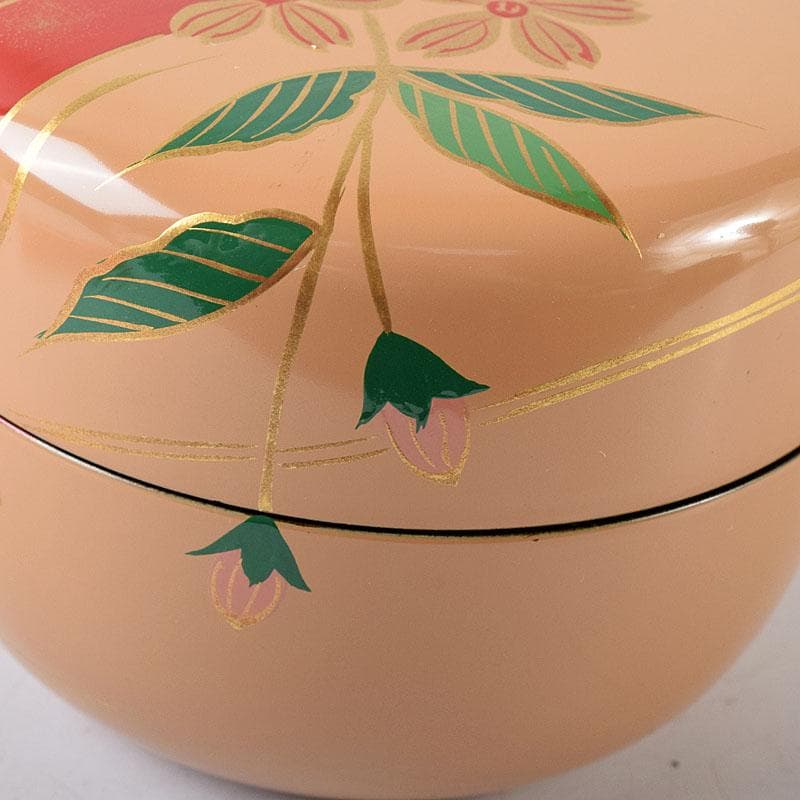 茶道具　山中塗　早見征一作　白漆　花筏蒔絵　平棗　共箱　V　8211