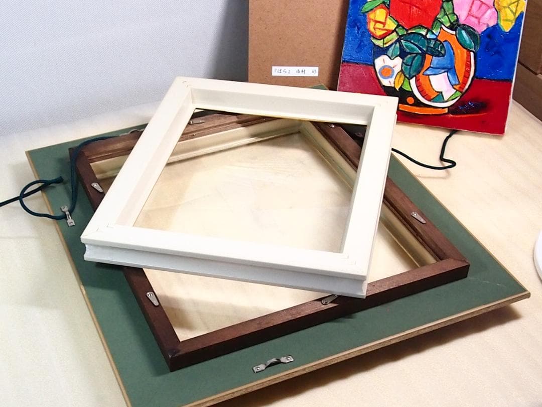 【美品】油彩画/油絵 市村司「ばら」薔薇/バラ 額付き アート/絵画/オブジェ