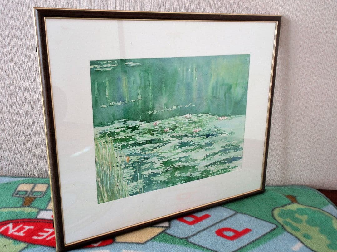 水彩画「池の水草」