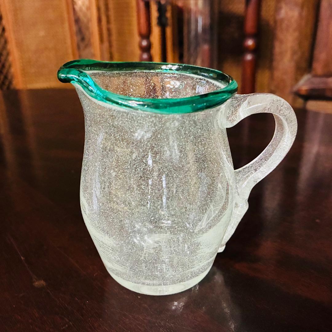 横山秀樹　花入れ　ソースポット　 縁巻　吹きガラス