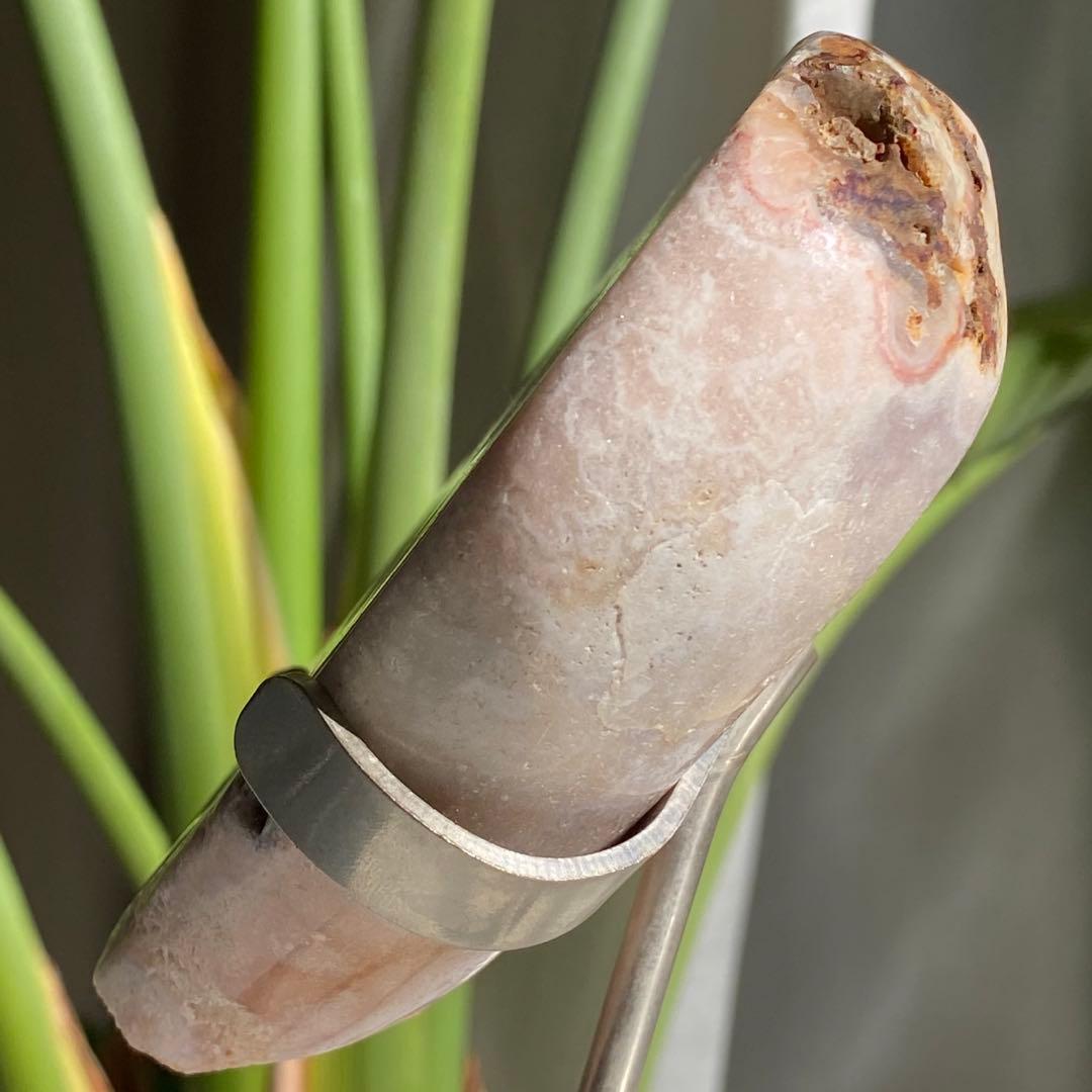 【 天然石 美しい ピンクアメジスト ハート おまけ台座付き481g 】