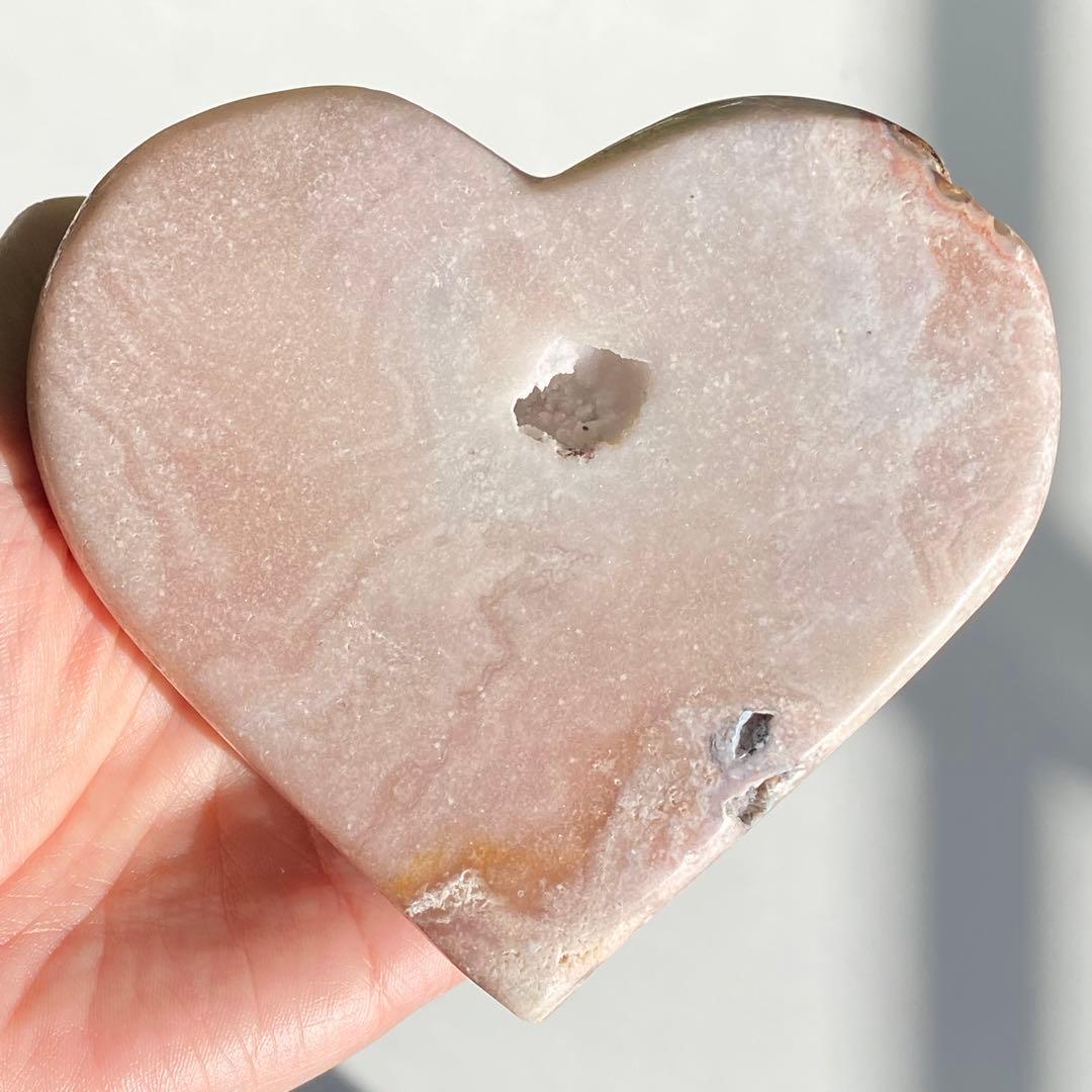 【 天然石 美しい ピンクアメジスト ハート おまけ台座付き481g 】