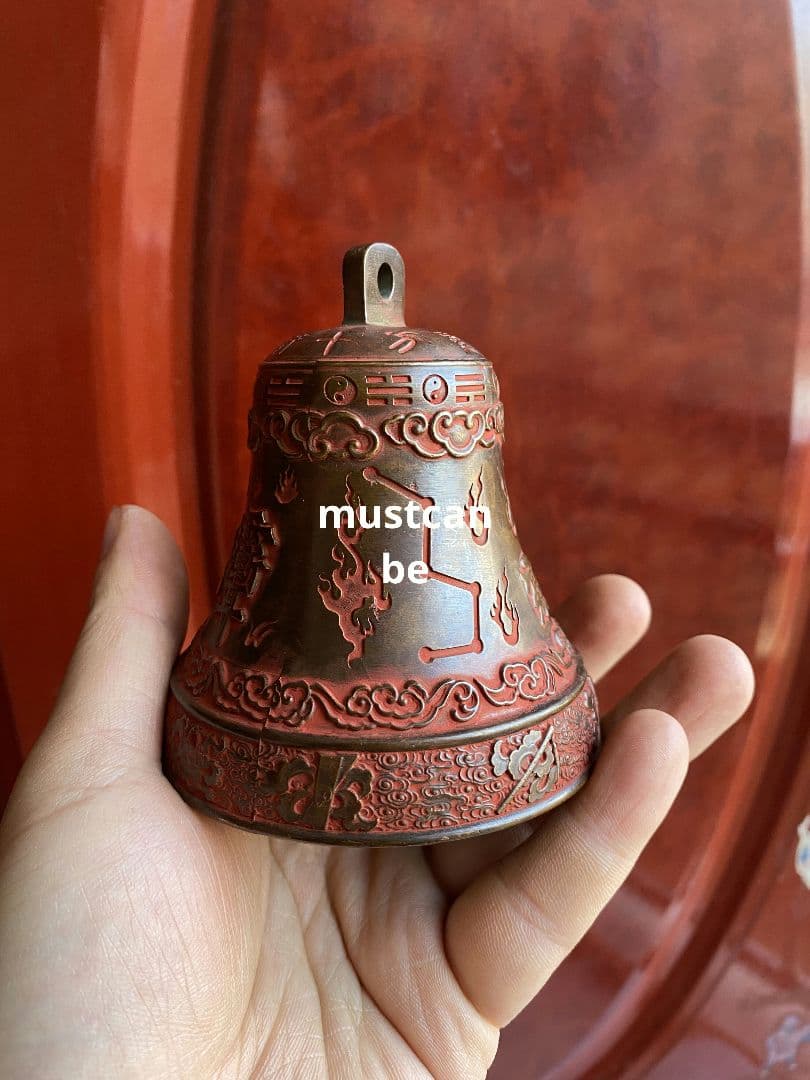 銅製 雨漸耳紫微諱八卦鈴 八卦太極鈴 鎮宅辟邪 開運 風水 招財 置物 工芸品