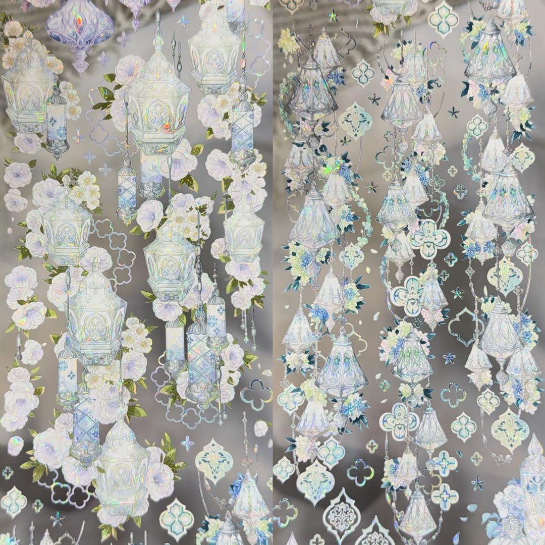 【9469】海外　マステ　3/5/巻　貝殻光マスキングテープ　青　ランプ　装飾系