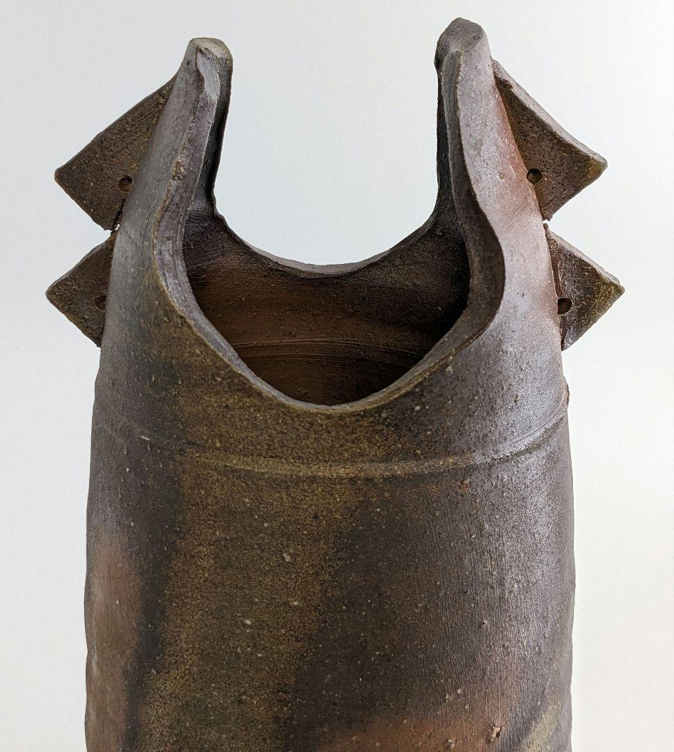 岡山県重要無形文化財 金重晃介 備前焼 耳付花入 合箱 花瓶 花器 置物 華道具