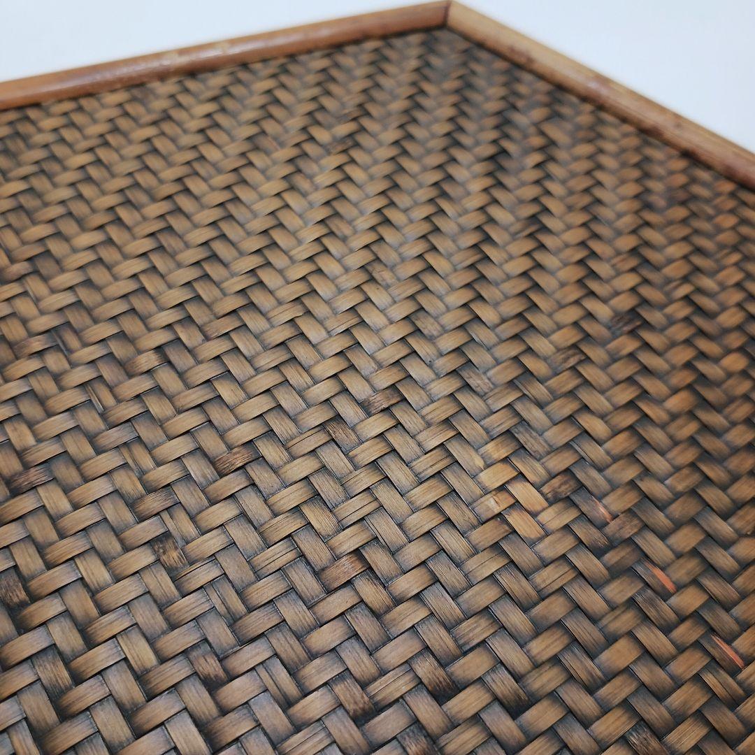 Y179 煎茶道具 紅斑竹 網代網 六角煎茶盆 茶盆　ma　の