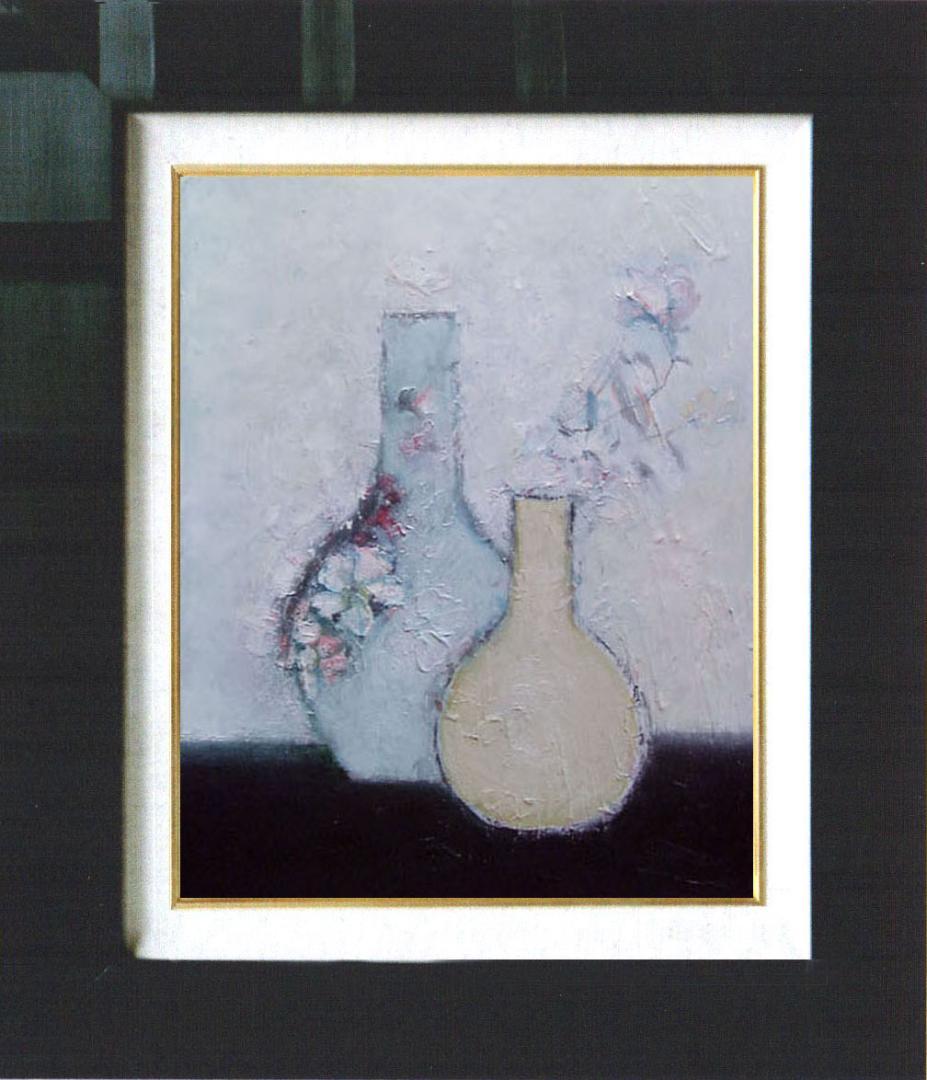 油絵 菅家令子 絵 絵画 インテリア uF6-111102 花と花びん