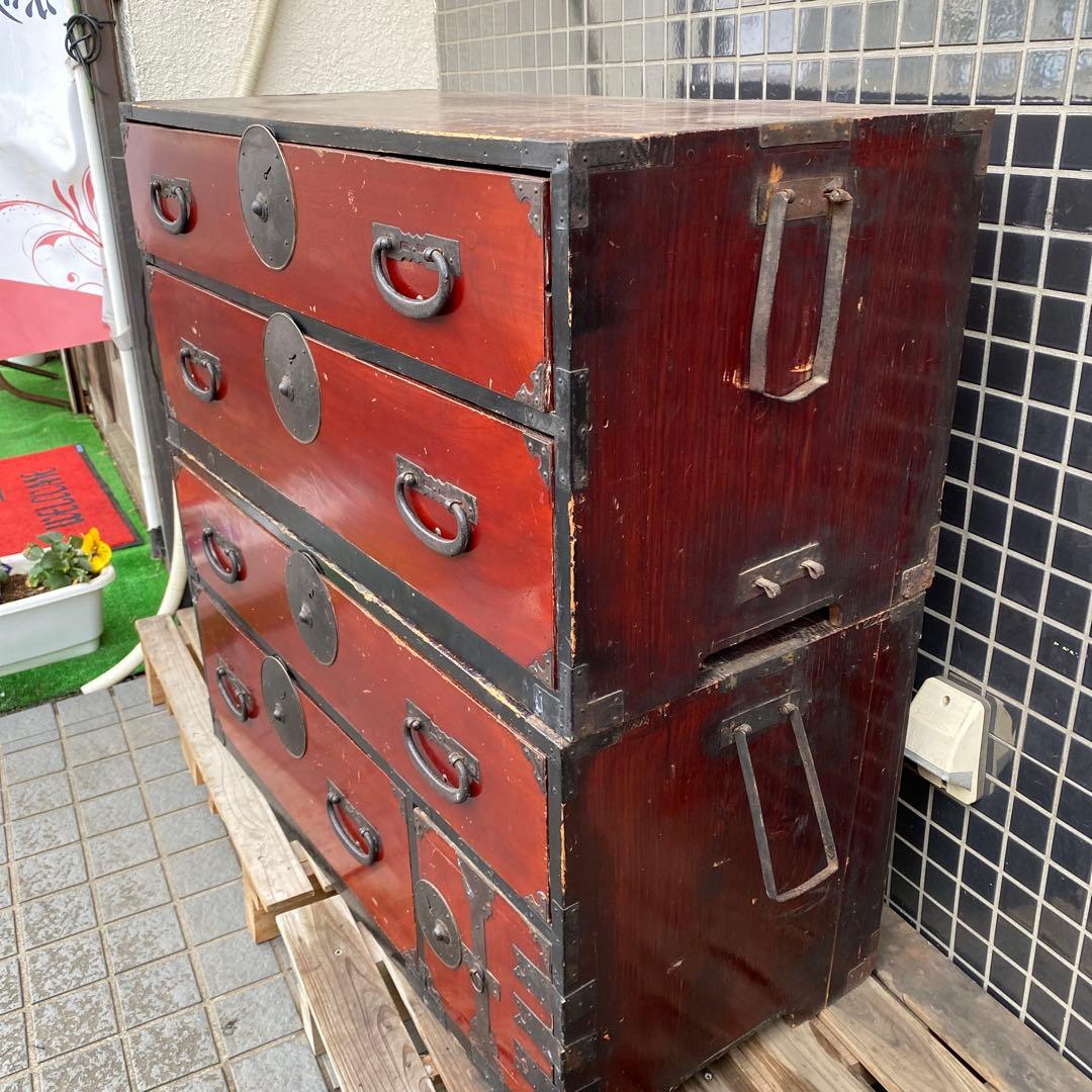 時代物 桐箪笥 二段 アンティーク 明治 骨董品 古家具 インテリア