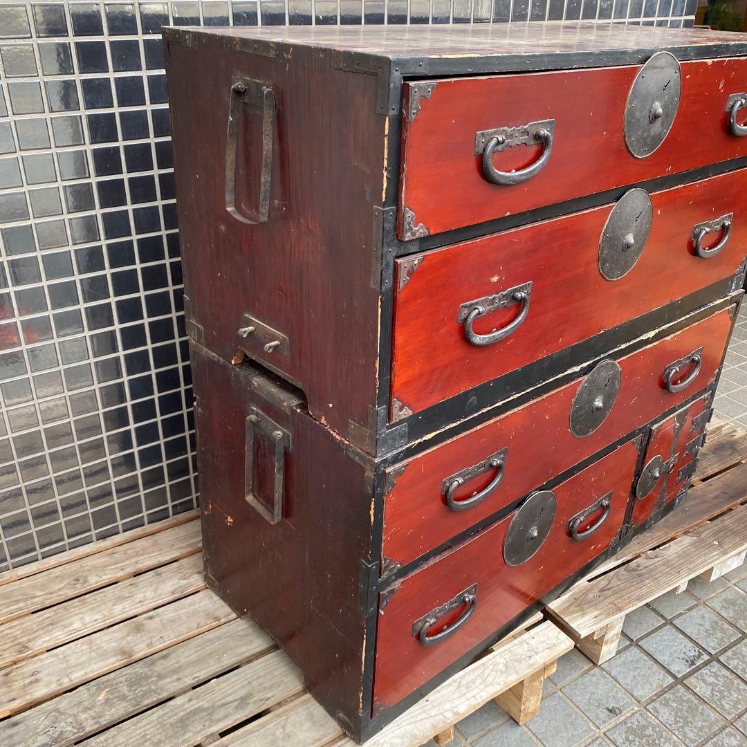 時代物 桐箪笥 二段 アンティーク 明治 骨董品 古家具 インテリア