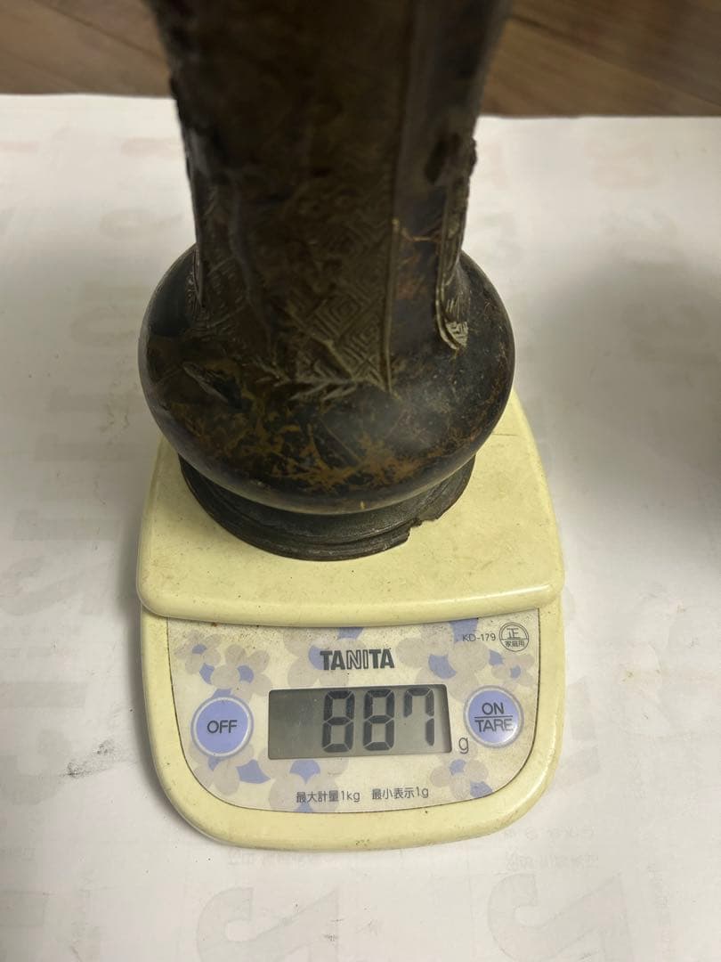 古花瓶，宣德銅製，古董，時代物