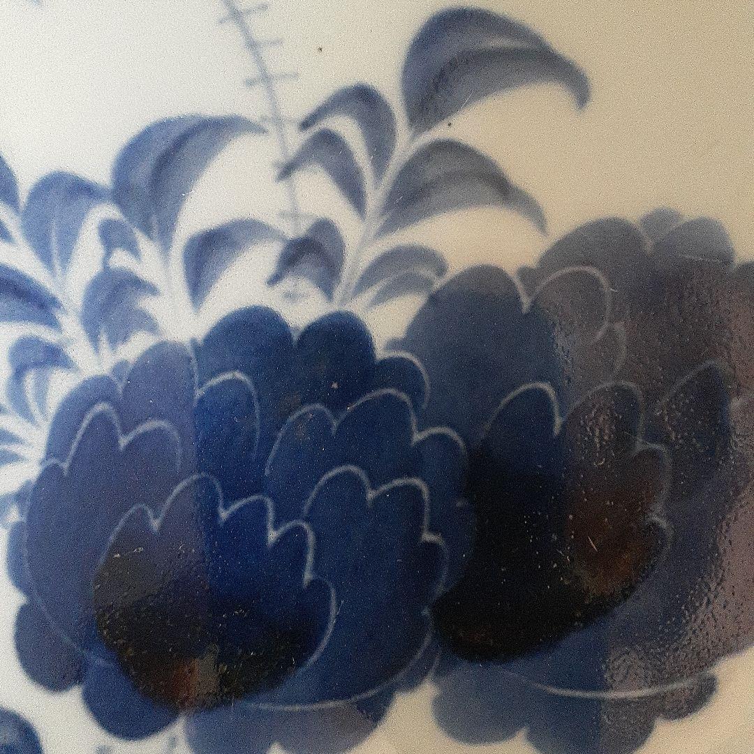 古伊万里染付け牡丹垣根文様中皿