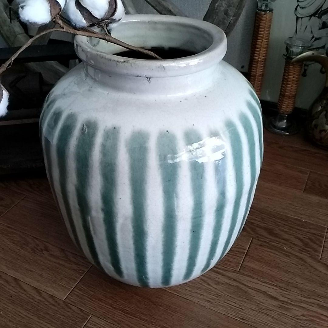 明治〜江戸期辺りの古信楽焼壺/すだれ茶壺