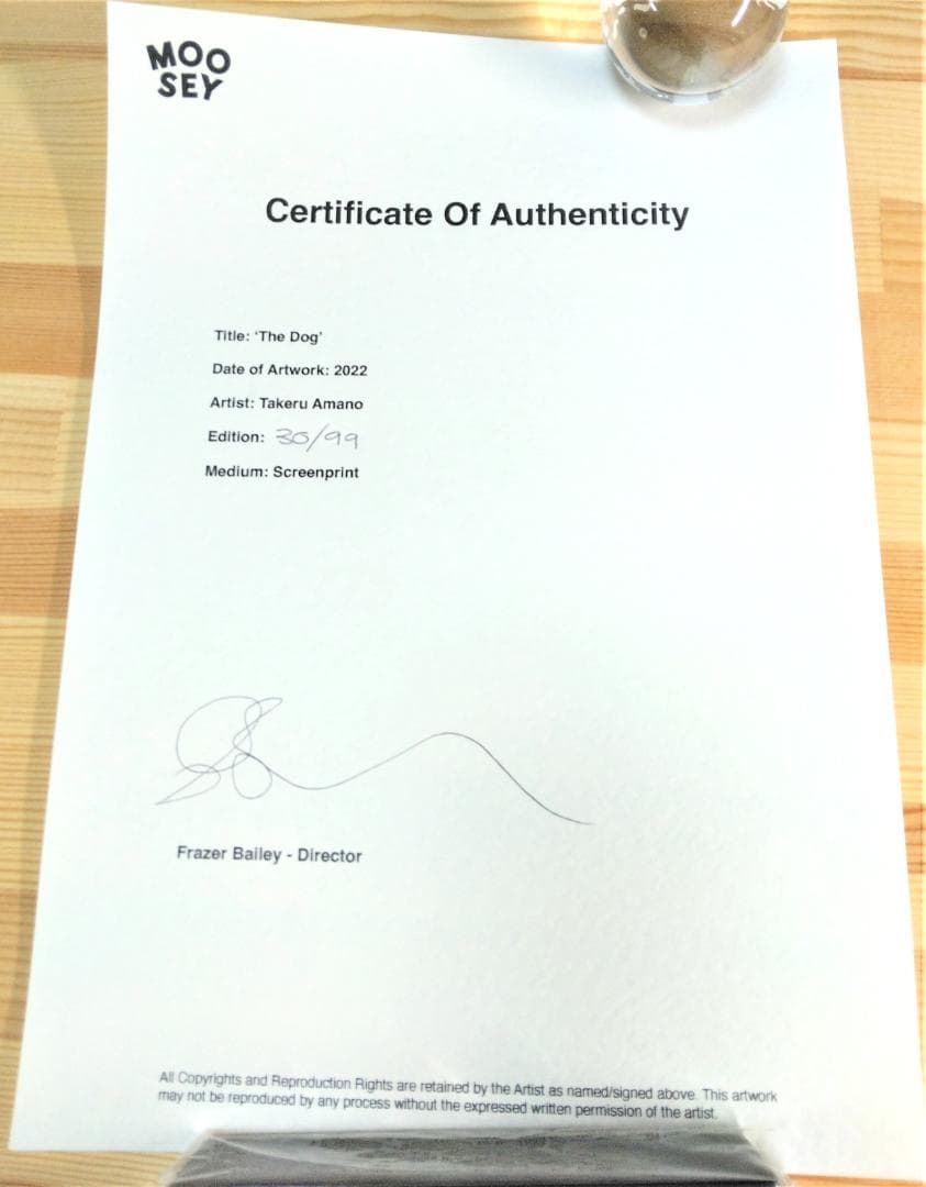 天野タケル 　The Dog　ハンドサイン・ナンバー入り シルクスクリーン 版画