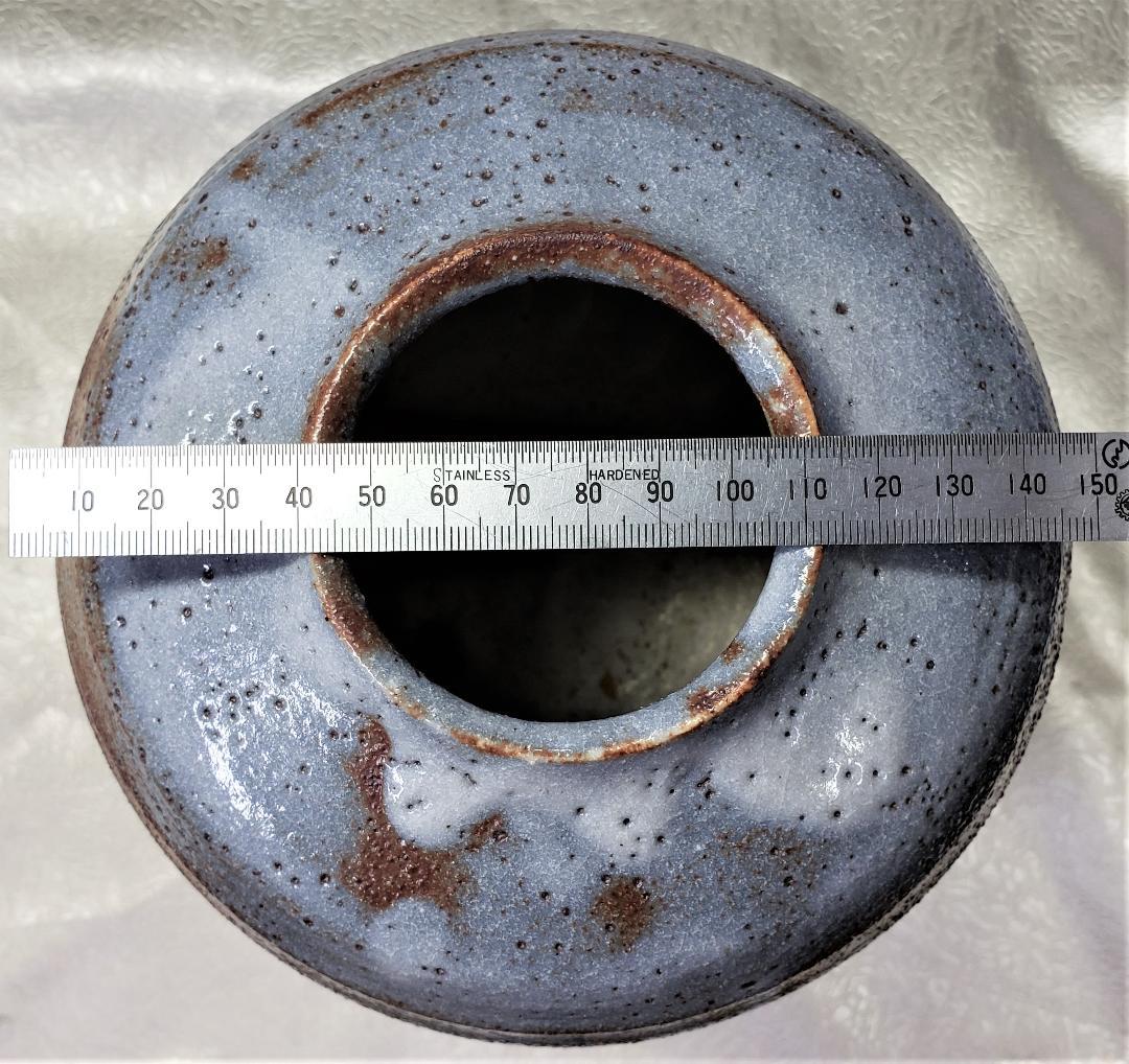 美濃焼 真山窯 伝統工芸士 伊藤真司 作 鼡志野 箱入 説明証明書 付 壺 花瓶