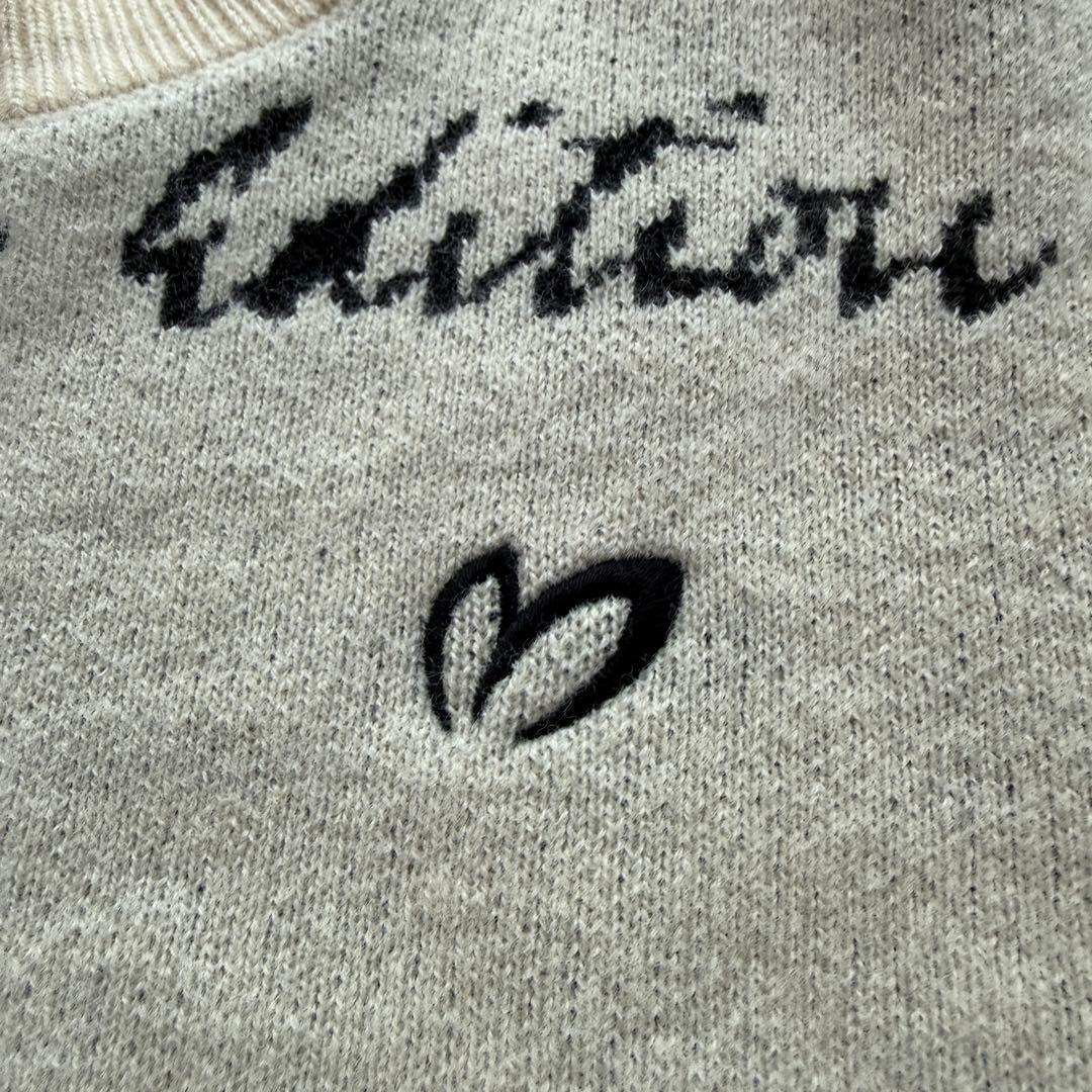 ウール100% マスターバニー　ニット　M〜L相当　総柄　オフホワイト　5