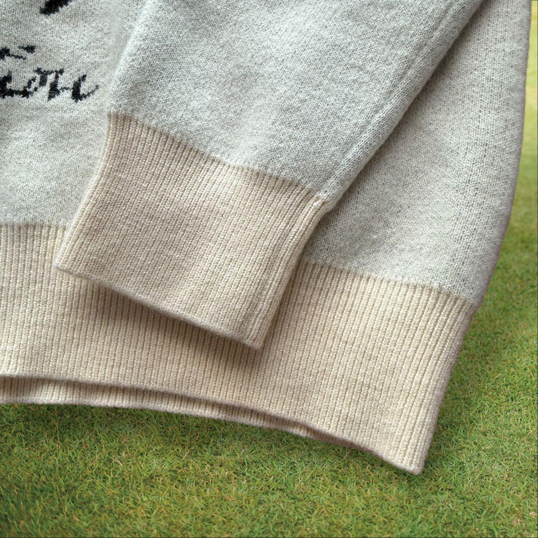 ウール100% マスターバニー　ニット　M〜L相当　総柄　オフホワイト　5