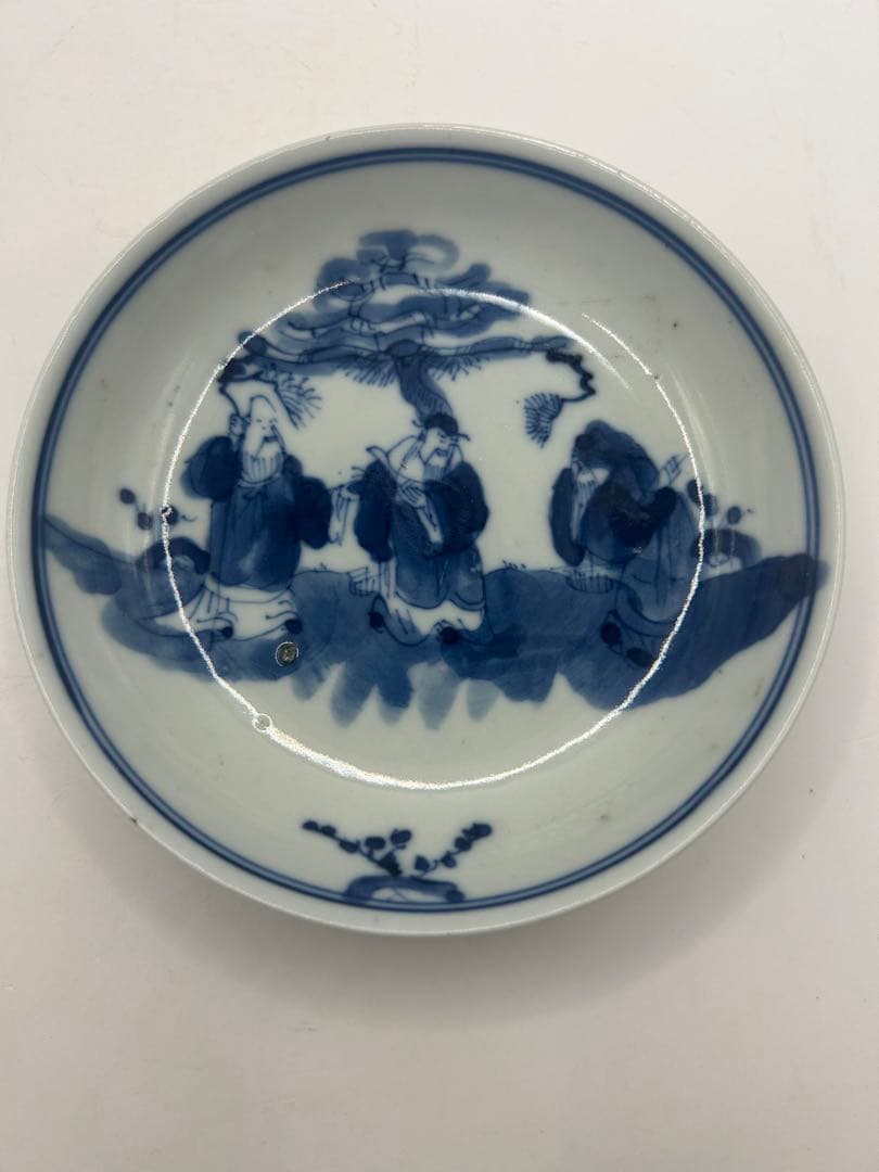 中国　清時代　染付　三星紋小皿3点　乾隆年製銘　送料込み1026