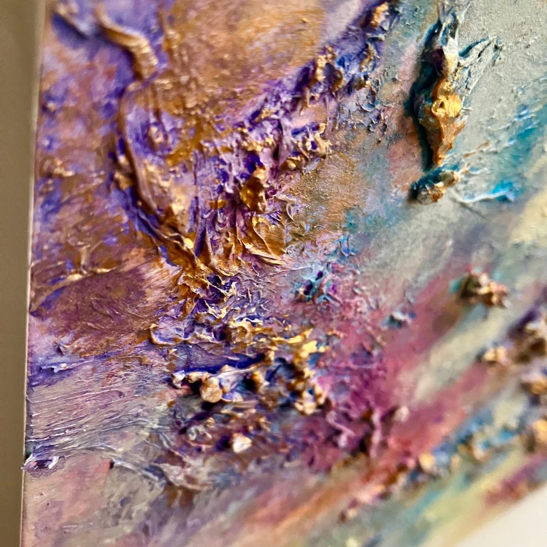 holiday＊木製パネル　絵画　原画　抽象画　テクスチャーアート　冬　モダン