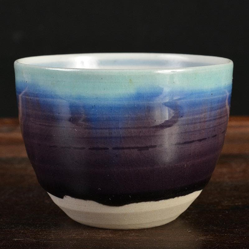 九谷焼　人間国宝　三代八十吉　徳田正彦作　彩釉　ぐい?み　共箱　V　R7394