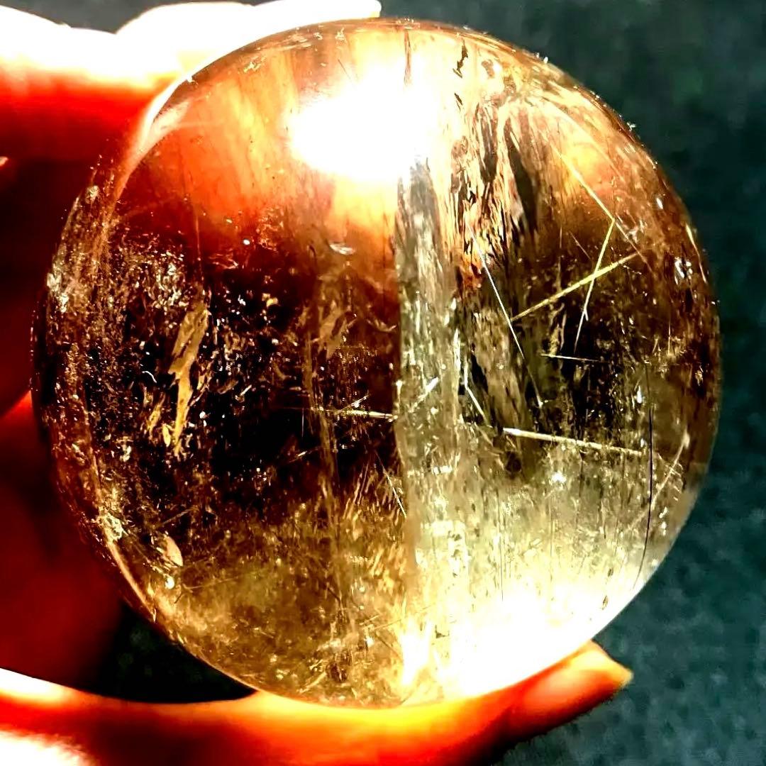 超大玉　65mm ゴールドルチルファントムクォーツ　金針水晶　パワーストーン