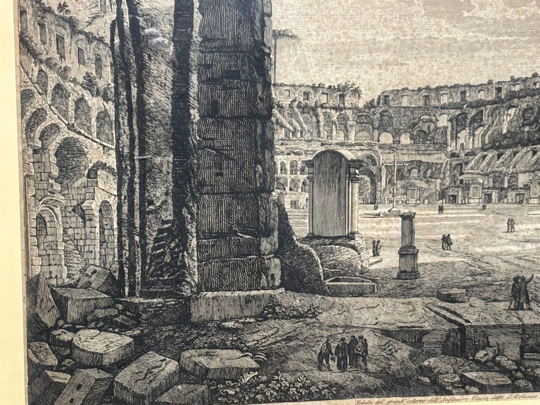 ローマのコロッセオ 額装済み1823年ピラネージ画廊